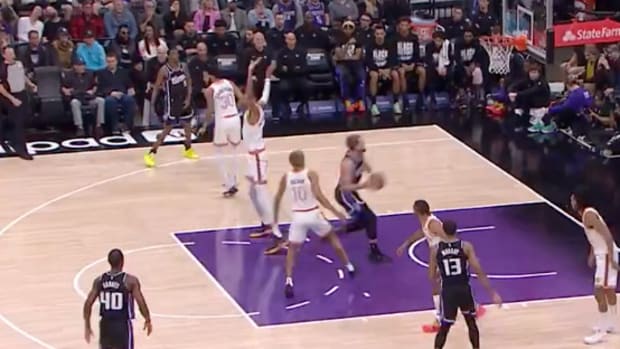 Sacramento Kings forward Domantas Sabonis drives past San Antonio Spurs’ Victor Wembanyama.